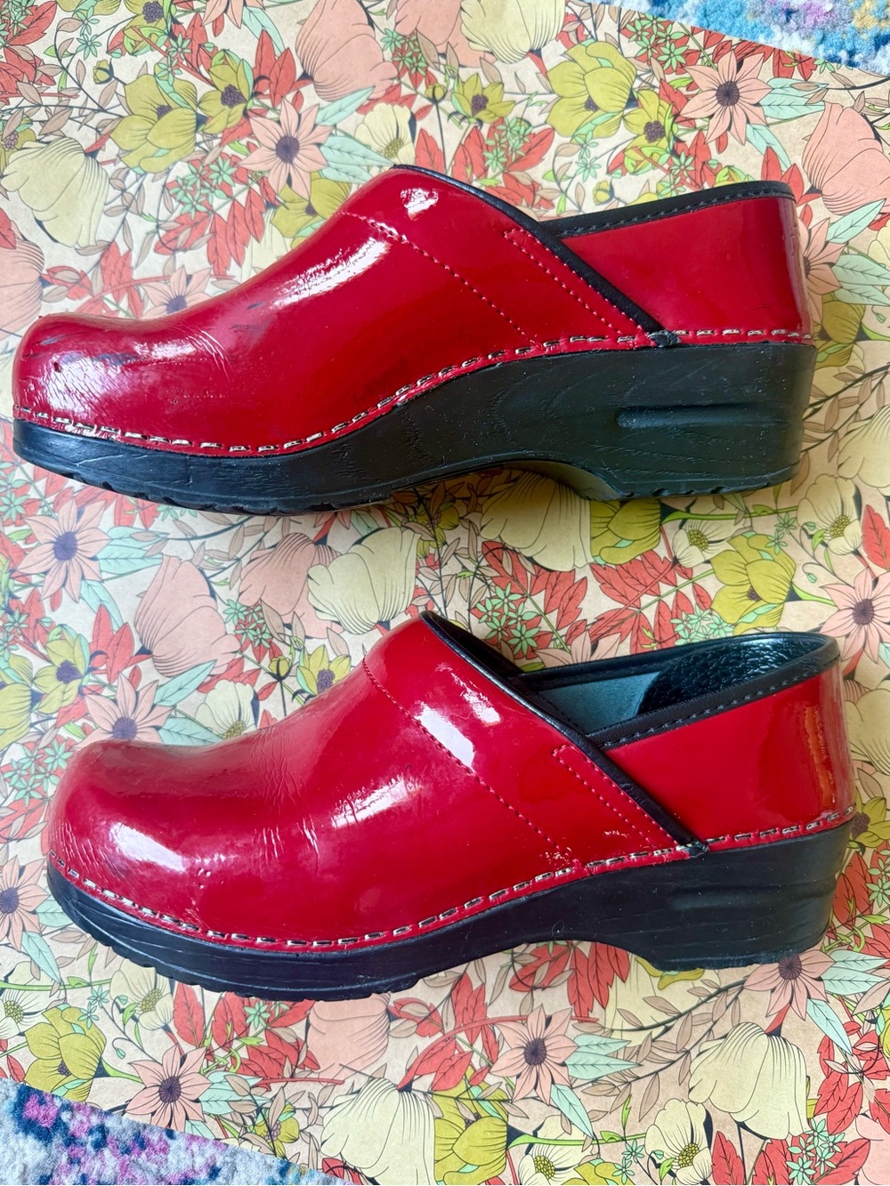 Sanita Red Patent Leather Slip-On Clog for Women
